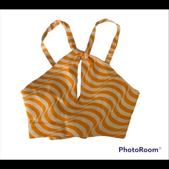 Zara Retro Orange Zebra Halter Top - Picture 2 of 6